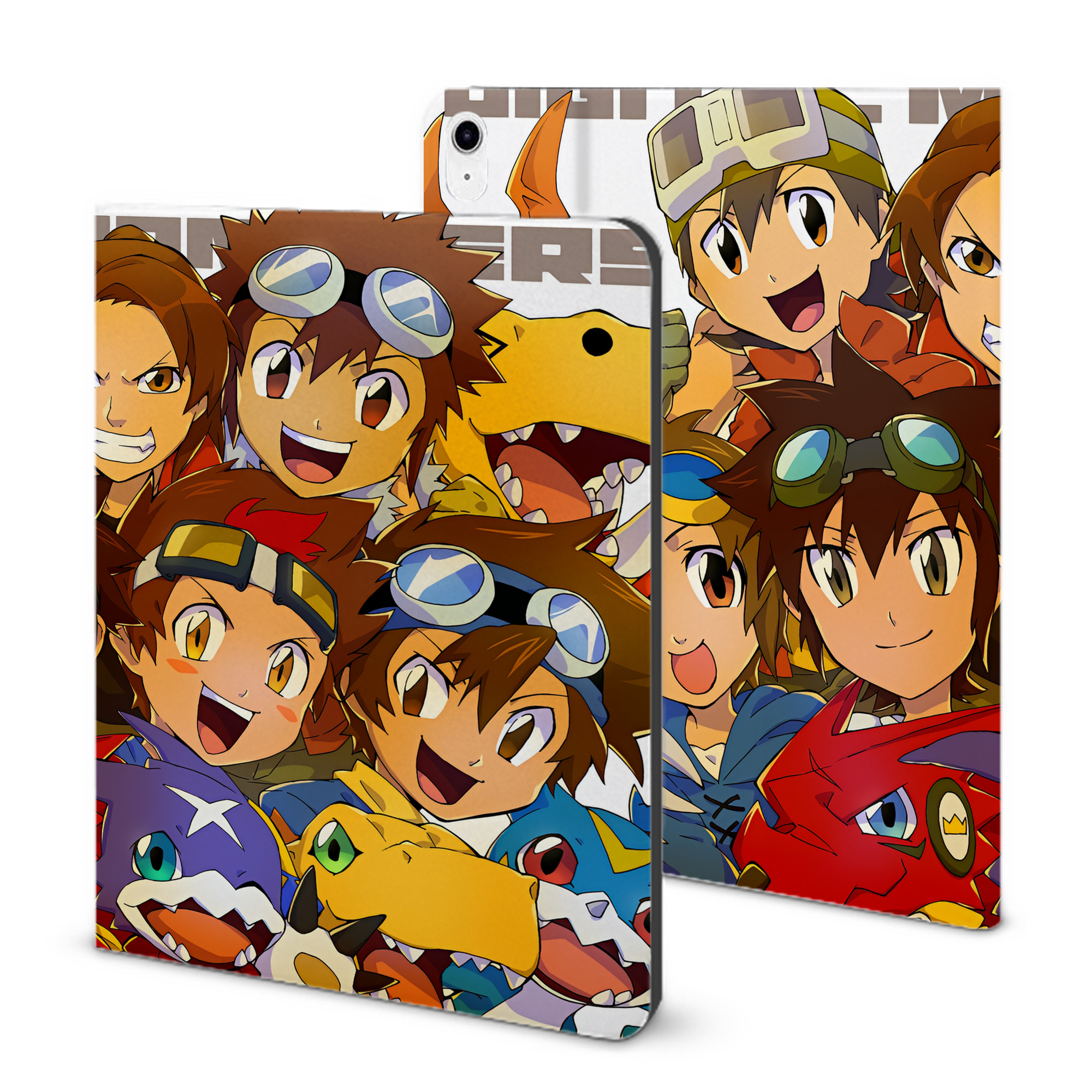 （画像用） Digimon デジタルモンスター/デジモン IPad ケース ブック型 PUレザー TPU 耐衝撃 軽量 薄型 ペン収納なし 全面保護 IPad 各モデル対応